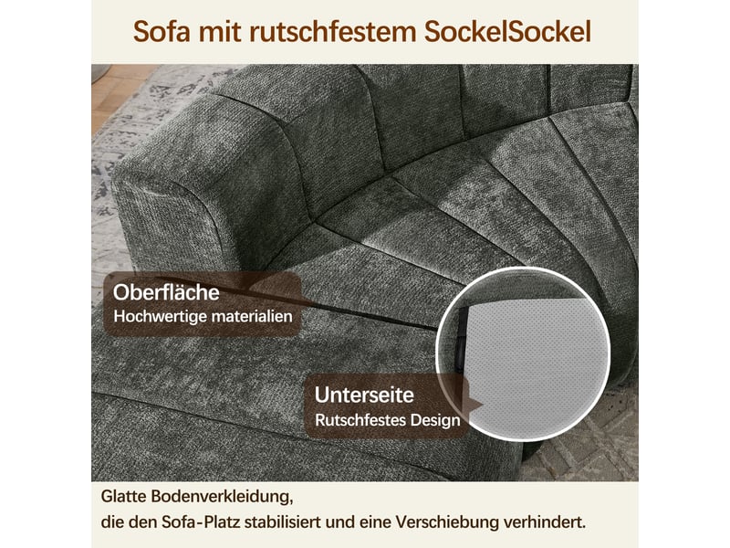  Canapé d’angle modulaire 4 places, modules polyvalents  - assises sans dossier, chenille noire  - Conforama E