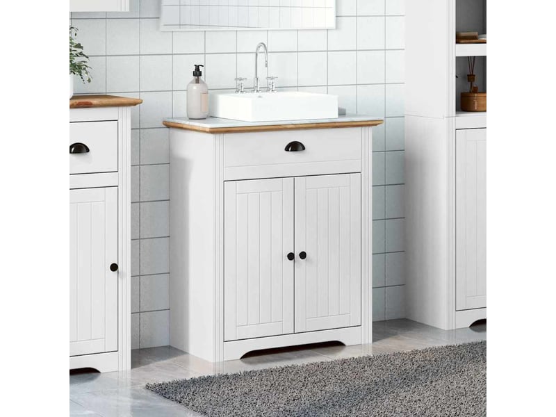  Armoire de lavabo de salle de bain, cabinet de salle de bain bodo blanc marron 70x35x80cm cf65577  - Conforama C