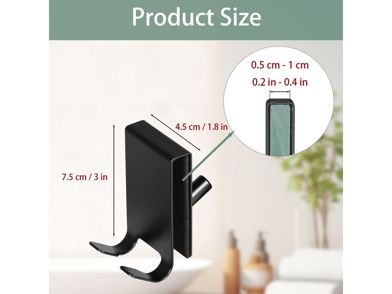  2 pièces crochet douche, porte serviette paroi de douche verre, paroi en inox pour en verre de salle de bain 5-10 mm (noir  - Conforama C