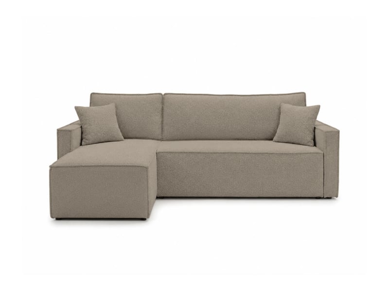  Farah - canapé d'angle reversible convertible 4 places accoudoirs slim en bouclettes texturées  - Conforama E