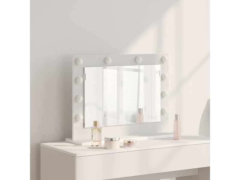  Miroir de vanité, miroir de coiffeuse blanc 60 x 45 x 18 cm verre et bois composite cf62737  - Conforama B