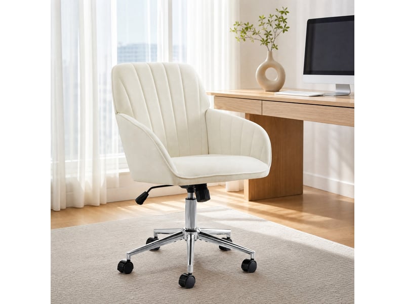 Chaise de bureau réglable en hauteur ergonomique pour maison et chambre, pivotante 360° avec dossier, parfaite pour les longues sessions de travail - Conforama B