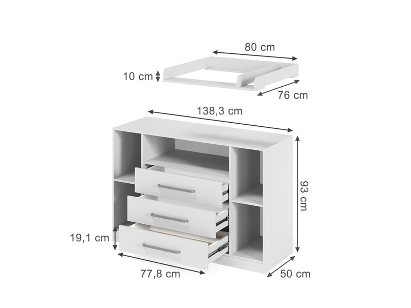 Vicco commode à langer, blanc, 138.3x93cm  - Conforama B