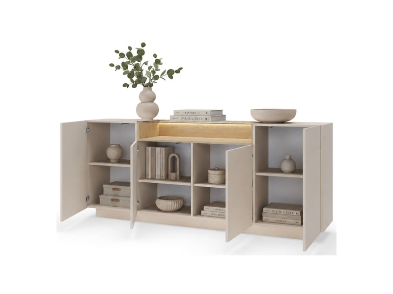  Buffet halefa, meuble 4 étagères, 103x40x83h cm beige Halefa - Conforama A