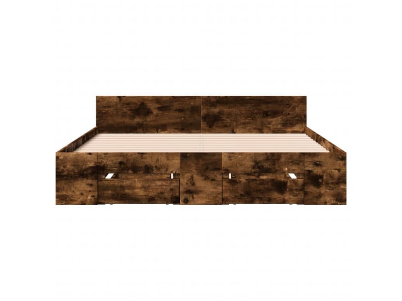  Lit double- lit adulte -  cadre de lit avec tiroirs sans matelas chêne fumé 120x190 cm  - Conforama C