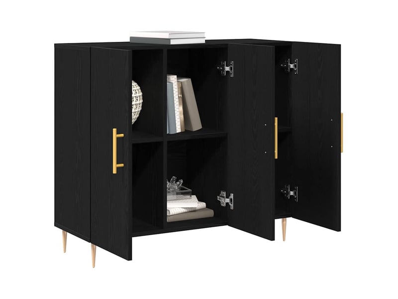  Buffet - bahut - meuble de rangement chêne noir 90 x 34 x 80 cm bois d'ingénierie  - Conforama C