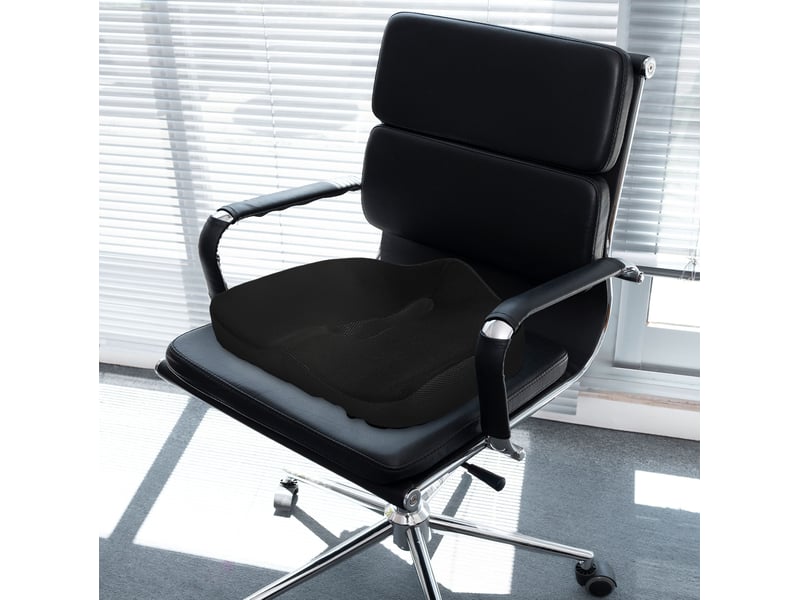  Coussin d’assise ergonomique 44x39x13 cm – noir – mousse à mémoire, housse lavable et antidérapante  - Conforama B
