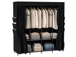 Armoire en tissu, anti-poussière, portable, 5 tringles, 170 x 45 x 167 cm, noire