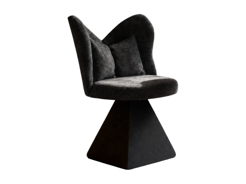 Fauteuil pivotant avec dossier papillon pour coiffeuse, salon ou salle à manger en tissu noir 52 × 52 × 78 cm - Conforama A