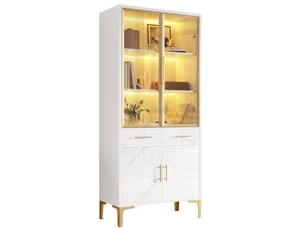 Vitrine coloris blanc 3 étagère(s) ELVMI - 75 cmx170 cm