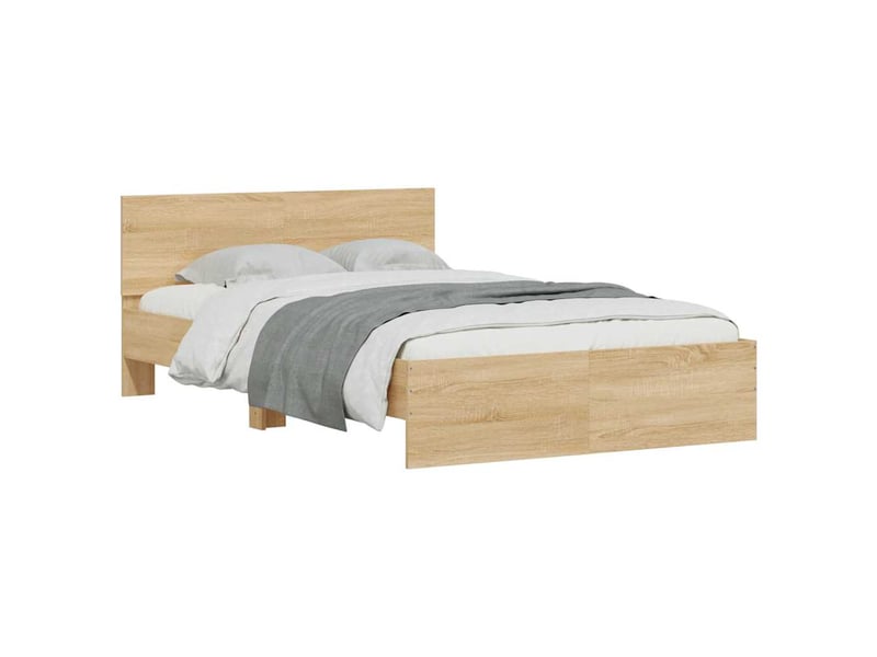  Lit double- lit adulte -  cadre de lit avec tête de lit et led chêne sonoma 120x190 cm  - Conforama D