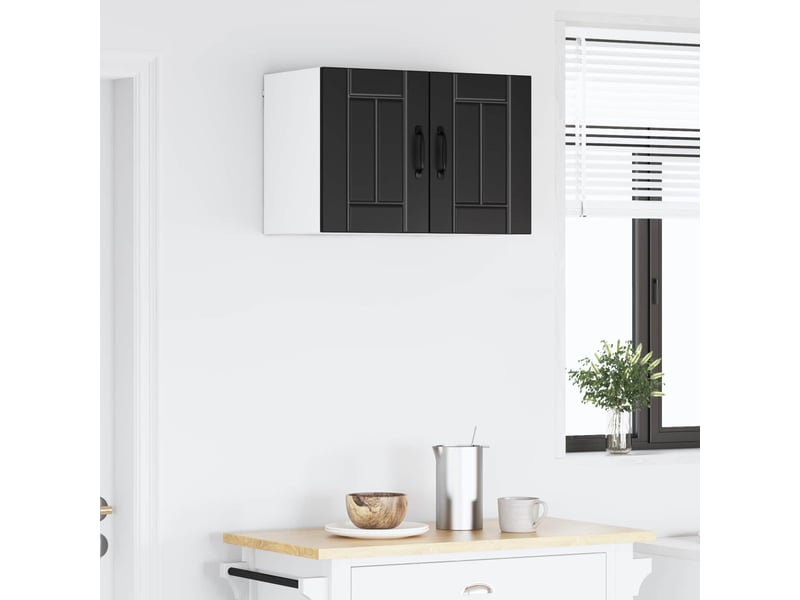  Meuble mural de cuisine | armoire de cuisine 2 pcs noir bois d'ingénierie shl1918  - Conforama D