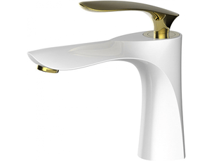 Robinet de salle de bain monocommande, mitigeur, réglable, eau chaude et froide, blanc