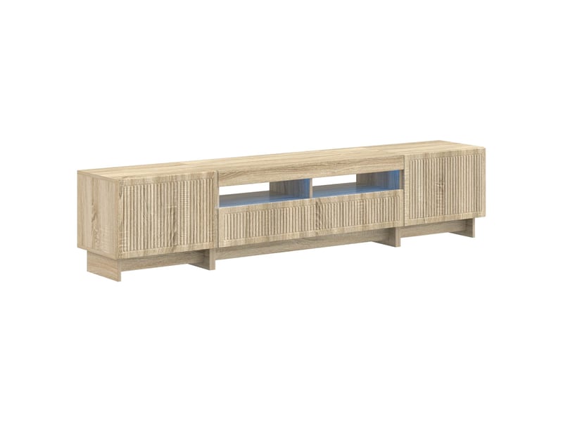  Meuble tv - banc tv - meuble de rangement led 5 pièces chêne sonoma bois d'ingénierie  - Conforama A