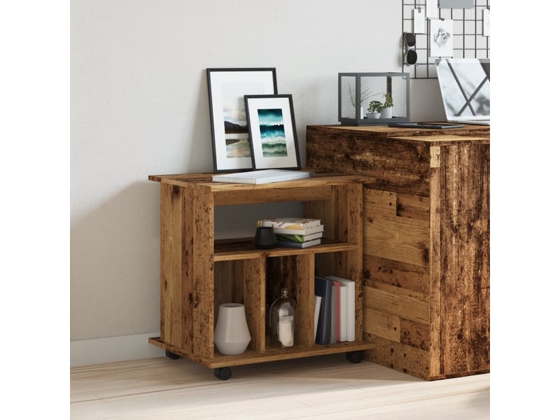  Armoire de rangement, armoire à roulettes vieux bois 60x45x60 cm bois d'ingénierie  - Conforama C