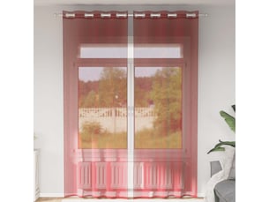 Lot de 2 rideaux en voile, voilages avec œillets rouge bordeaux cf44407