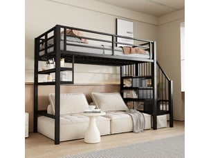 Lit mezzanine 90x200 cm <strong>MODENUIT </strong>  <strong></strong> coloris noir