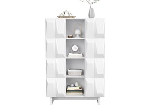 Vitrine coloris blanc 3 étagère(s) <strong>MODFU</strong> <strong></strong> - 90.5 cmx135.5 cm