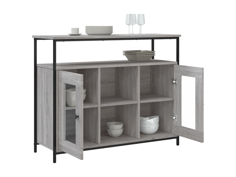  Buffet - bahut - meuble de rangement sonoma gris 100x35x80 cm bois d'ingénierie  - Conforama D