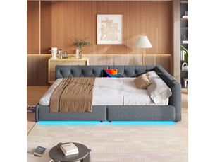 Lit banquette 140x200 cm <strong>OXEZA</strong>  <strong></strong> coloris gris
