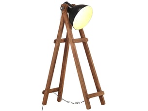 Lampadaire salon, lampe sur pied noir e27 bois de manguier massif