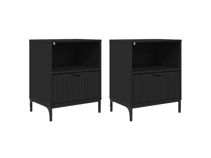  Tables de chevet 2 pièces noir 49 x 36 x 61 cm bois d'ingénierie  - Conforama A