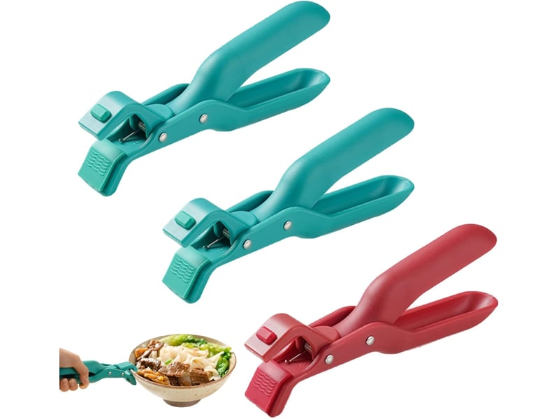  3 pcs pince de cuisine en silicone multi-usages, clip anti-brûlure, pince à vaisselle chaude (rouge &amp; vert, 19x4cm) none - Conforama A
