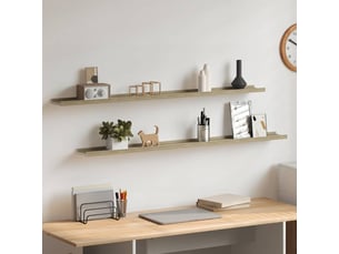 Lot de 2 étagères murales, étagères suspendues blanc et chêne sonoma 115x9x3 cm cf43097
