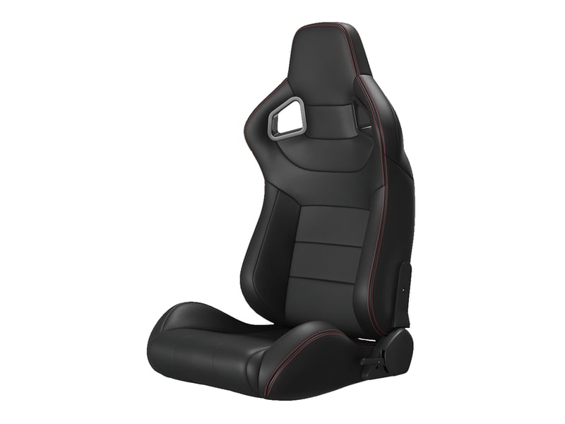 Siège baquet racing universel noir pvc surpiqûres rouges inclinable côté gauche - Conforama D