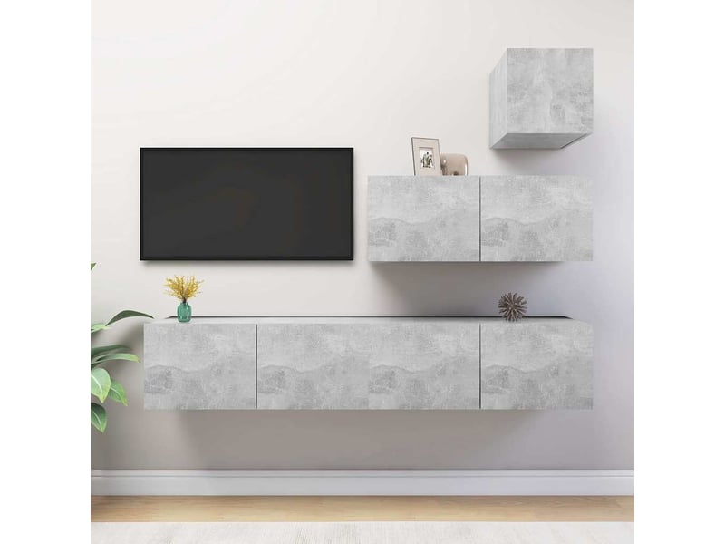  Ensemble de meubles tv 4 pcs gris béton bois d'ingénierie shl32642  - Conforama B