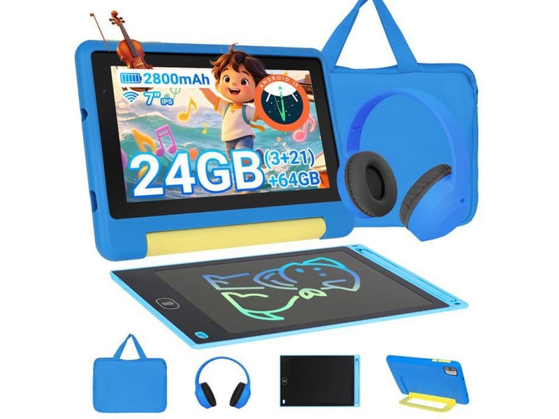  Tablette android 15 pour enfants 7 ips 64 go 24(3+21) go wifi 6 bluetooth 5.4 avec contrôle parental et coque silicone 360° 413542_AADLD04404_6_DROPFR - Conforama A