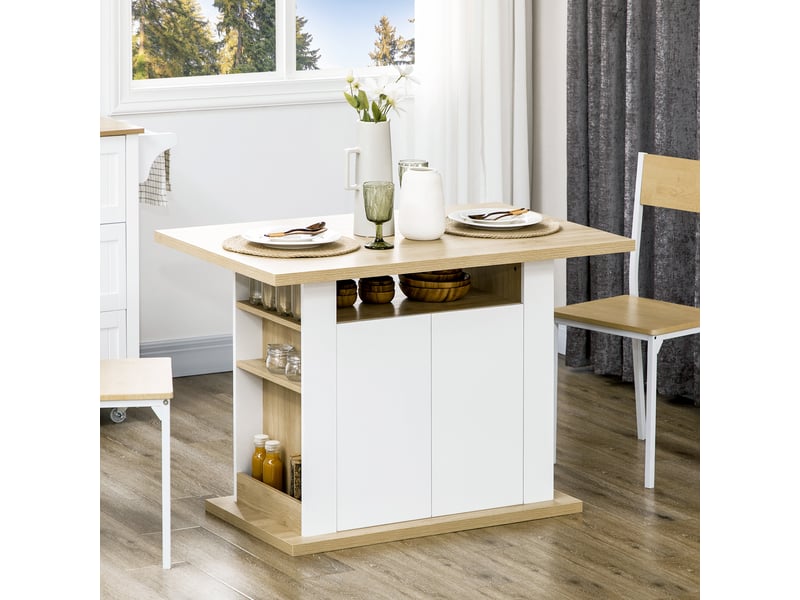 Ilot central cuisine table dim. 110l x 70l x 75,5h cm - avec grand plan de travail 4 personnes - Conforama D