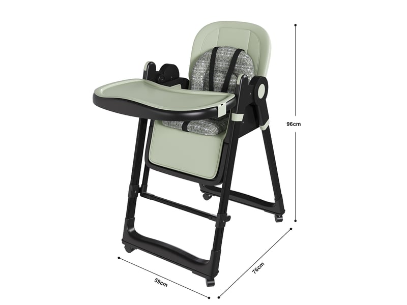 Chaise haute bébé 2-en-1,59x76x96 cm,pliable avec fonction transat,vert foncé - Conforama C