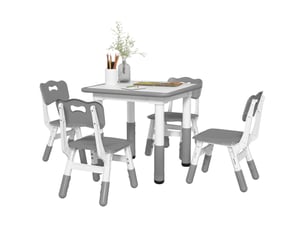 Ensemble 1 table et 4 chaises pour enfants à hauteur réglable, set de 5 pièces, gris