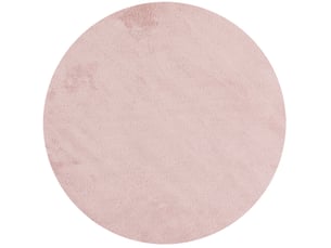 Tapis lavable rond en microfibre douce - rose poudré 120x120cm