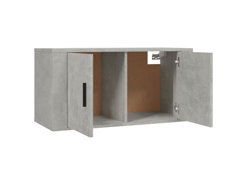  Lot de 2 meuble tv mural, meuble tv suspendu gris béton 80x34,5x40 cm  - Conforama E