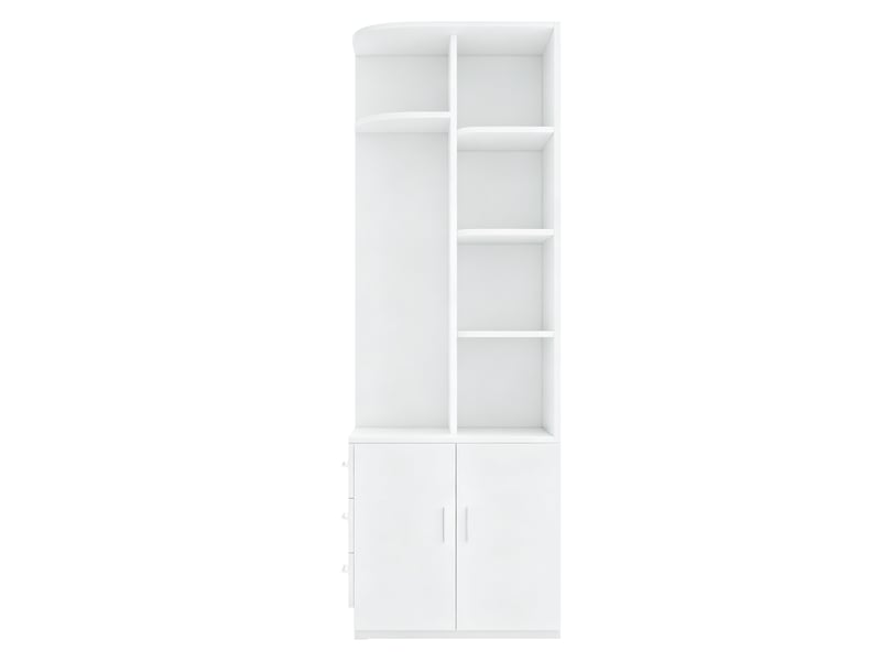 Armoire 1 porte avec penderie et étagères - 3 tiroirs - rangement vêtements - 70 x 55 x 175 cm - blanc  - Conforama R