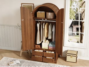 Armoire 2 porte(s) battante  4 tiroir(s) <strong>BGSRYAO</strong> <strong></strong> coloris bois foncé largeur 80 cm