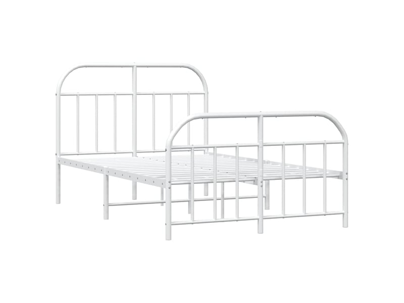  Lit double- lit adulte -  cadre de lit métal sans matelas et pied de lit blanc 120x190 cm  - Conforama B