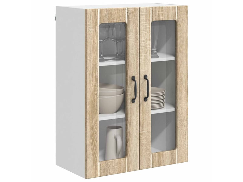  Meuble mural de cuisine, cabinet en verre mural chêne sonoma 60x31x80cm shl7692  - Conforama C