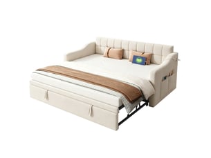 Lit gigogne 90x190 cm HAVRYA coloris beige