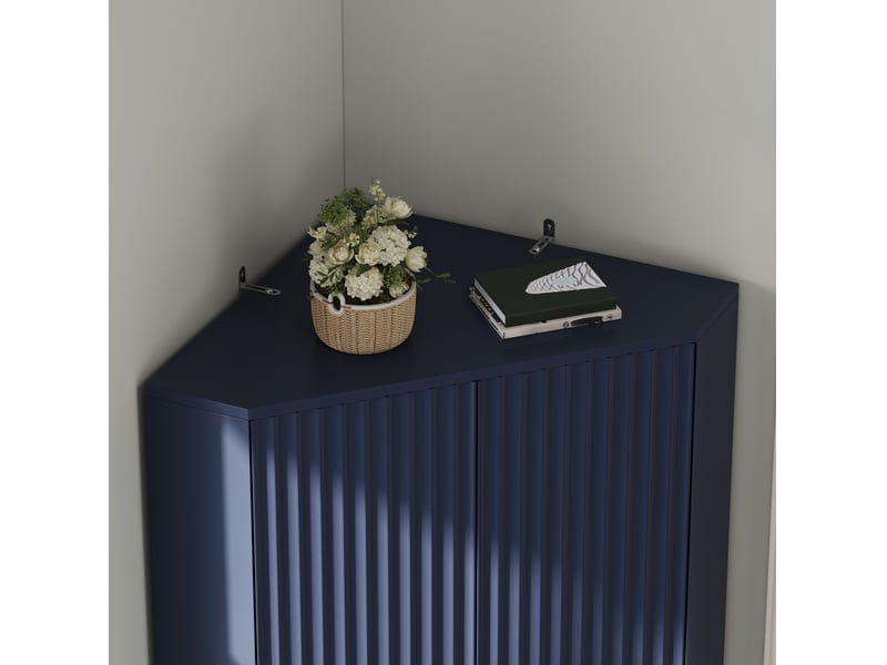  Armoire d'angle 60x60x172 cm 4 portes tablettes réglables mdf bleue  - Conforama D
