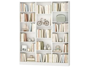 Bibliothèque 6 niveaux 17 compartiments 149 x 23,6 x 188 cm blanc
