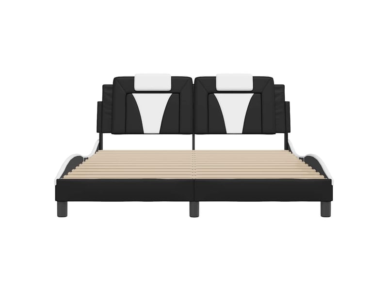 Lit double- lit adulte - cadre de lit viana sans matelas noir et blanc 160x200 cm similicuir - Conforama C