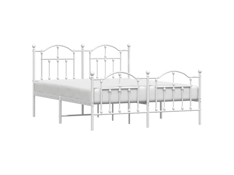  Lit double- lit adulte -  cadre de lit métal sans matelas et pied de lit blanc 150x200 cm  - Conforama D