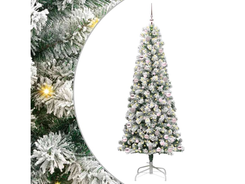  Sapin de noël, arbre de noël artificiel à branches articulées vert et blanc cf61127  - Conforama A