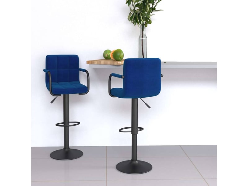  Lot de 2 tabouret de bar, chaise de bar bleu tissu shl24121  - Conforama B
