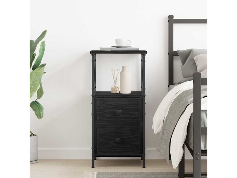  Table de chevet - cabinet de chevet - table de nuit chêne noir 34 x 35,5 x 70 cm  - Conforama C