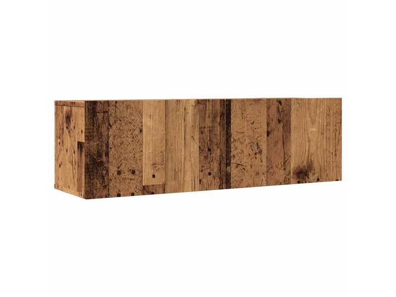  Lot de 2 meuble tv mural, meuble tv suspendu vieux bois 100x30x30 cm  - Conforama A