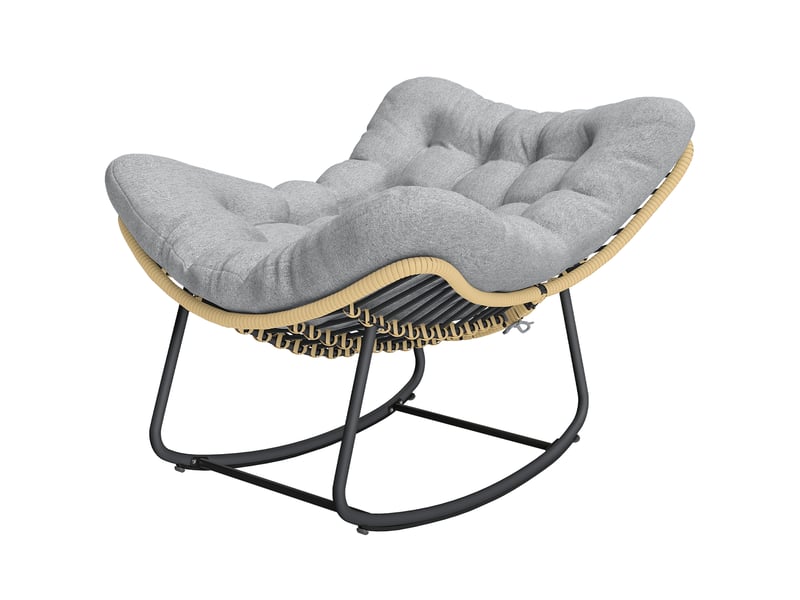 Fauteuil à bascule de jardin, chaise à bascule, rocking chair, 110x87x70cm, gris - Conforama A